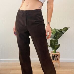 Vintage/Y2K 100% Leather Black Suede Trouser Pants